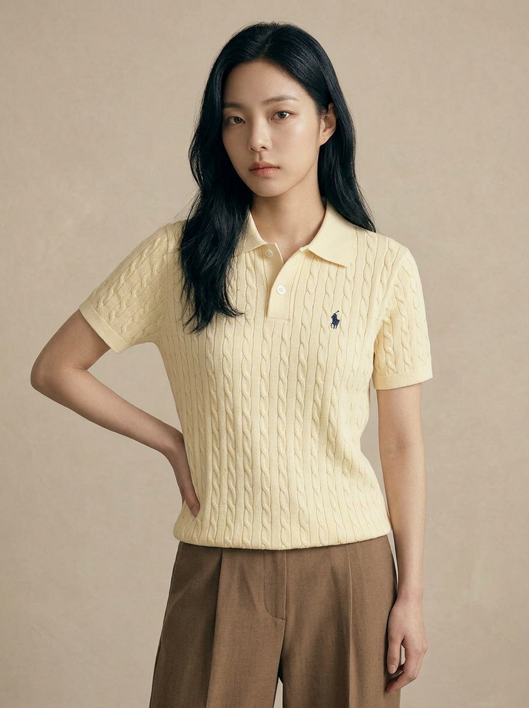 Polo Cable Knit — Milk White