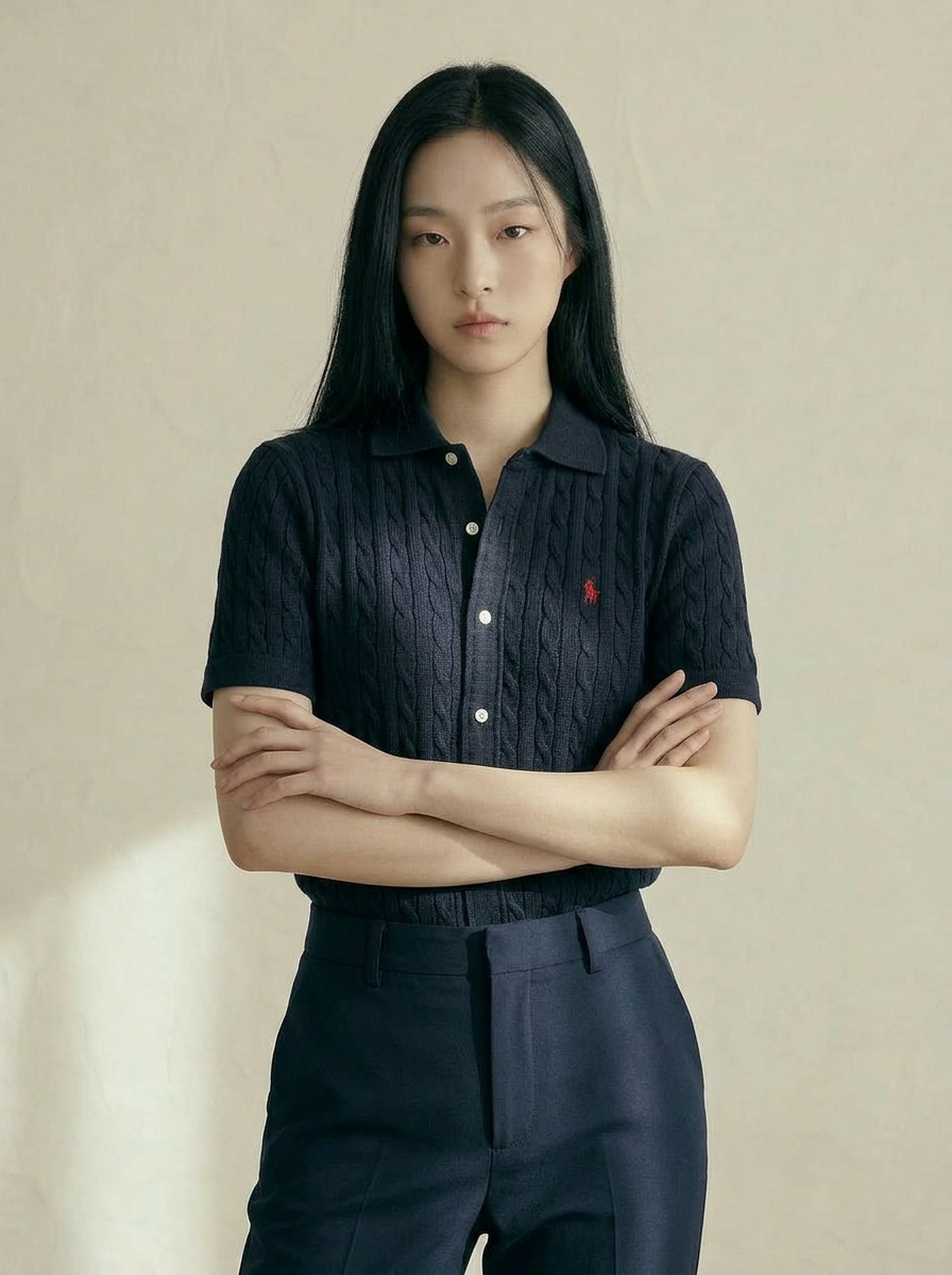 Polo Cable Knit — Navy