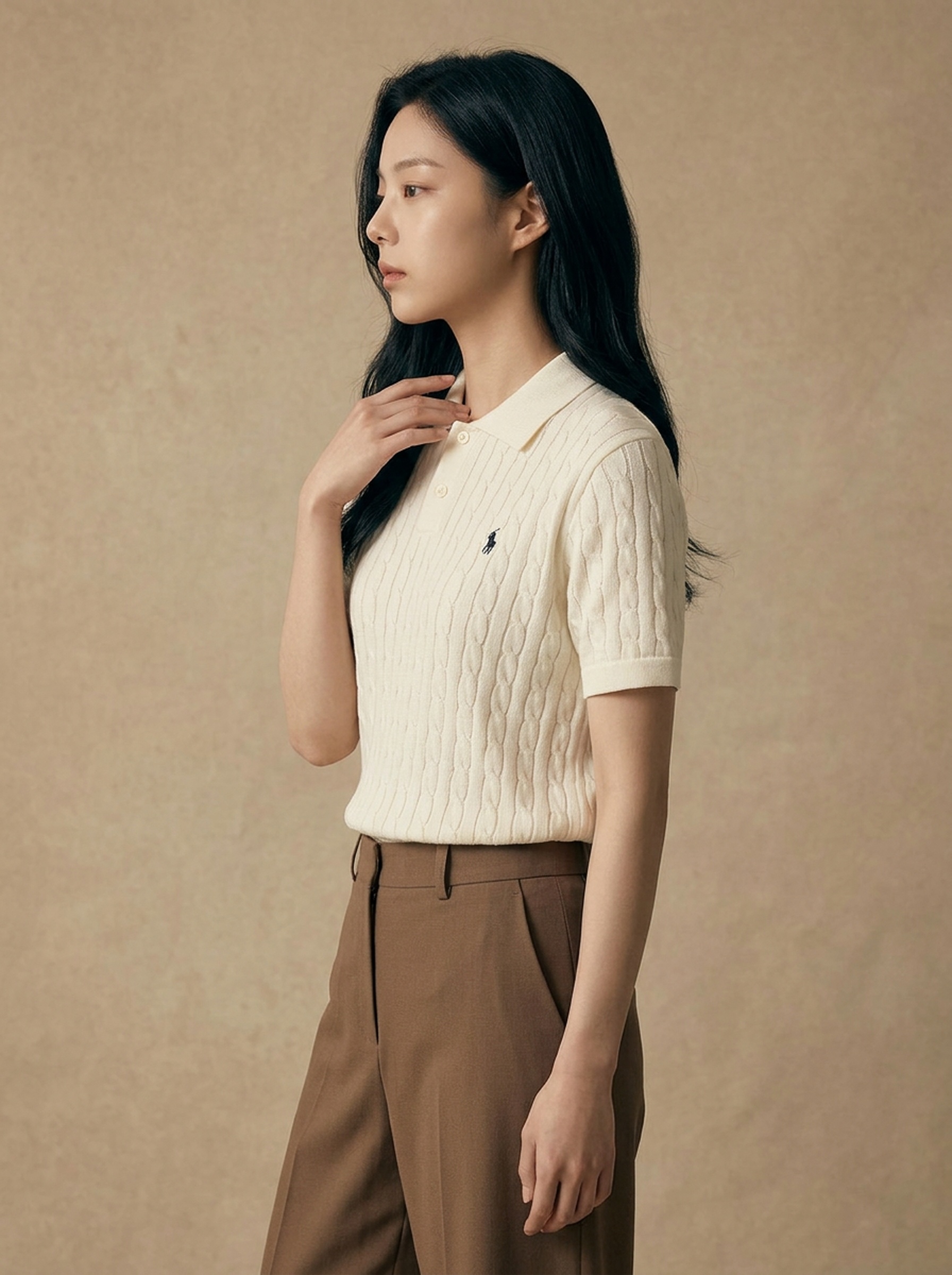 Polo Cable Knit — Ivory White